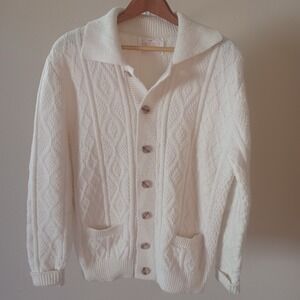 Jantzen Vintage‎ Diamond Cable Knit Button Cardigan Sweater Patch Pockets Medium